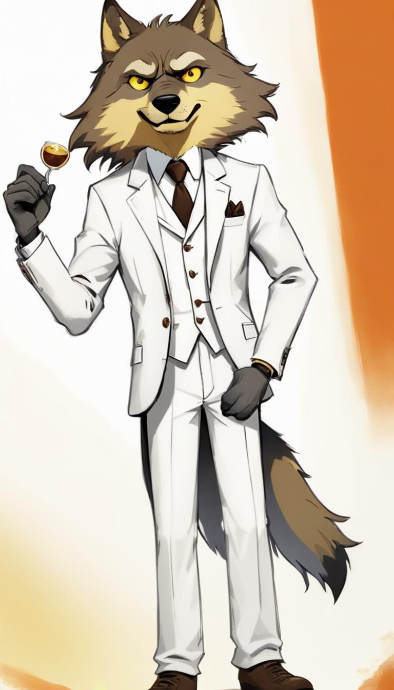 Friendly Roguish Wolf Gentleman in 3D Digital Art