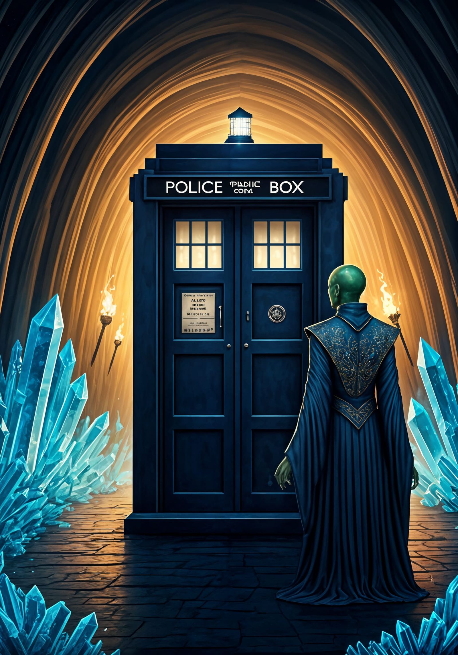 Majestic Tardis in Crystalline Cavern, Fantasy Style