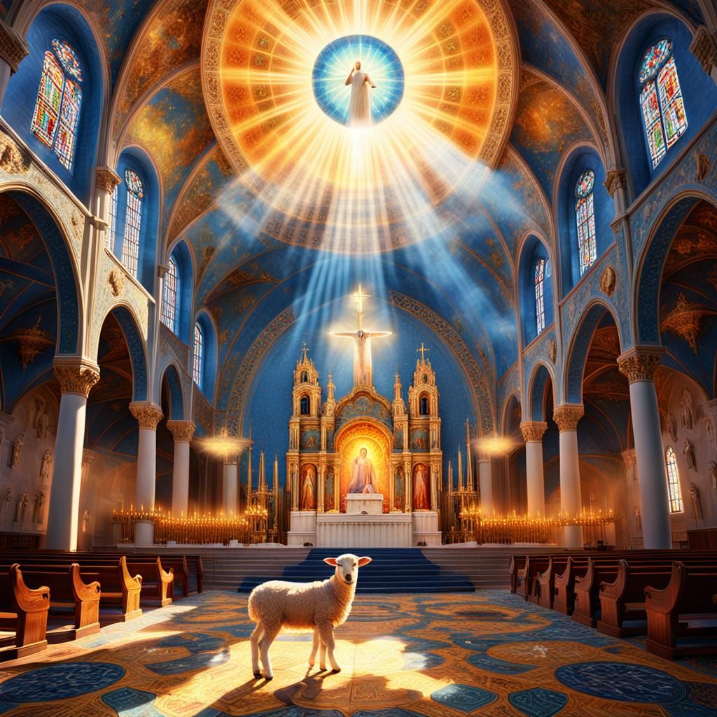 Radiant Lamb of God in Heavenly Church