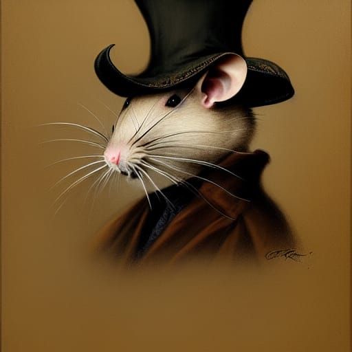 Aristocratic Rat Portrait in Rococo Style