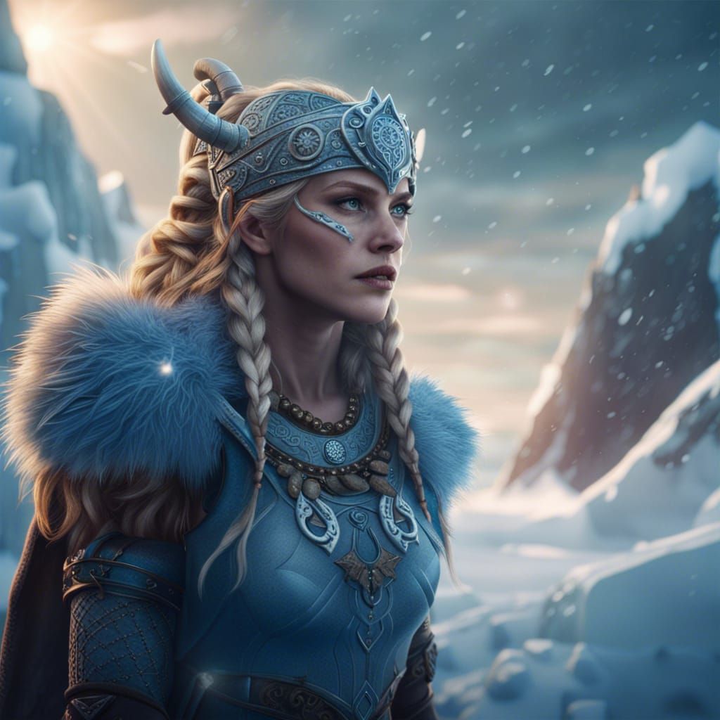 Viking Goddess in Frozen Nordic Landscape