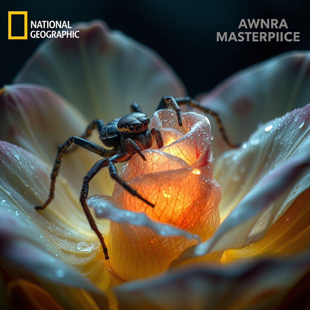 Spider Artist Weaves Glowing Silk Sculpture in Giant Flower