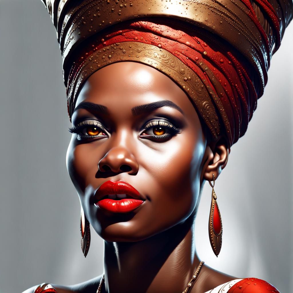 Attractive African Queen Splash Art Portrait