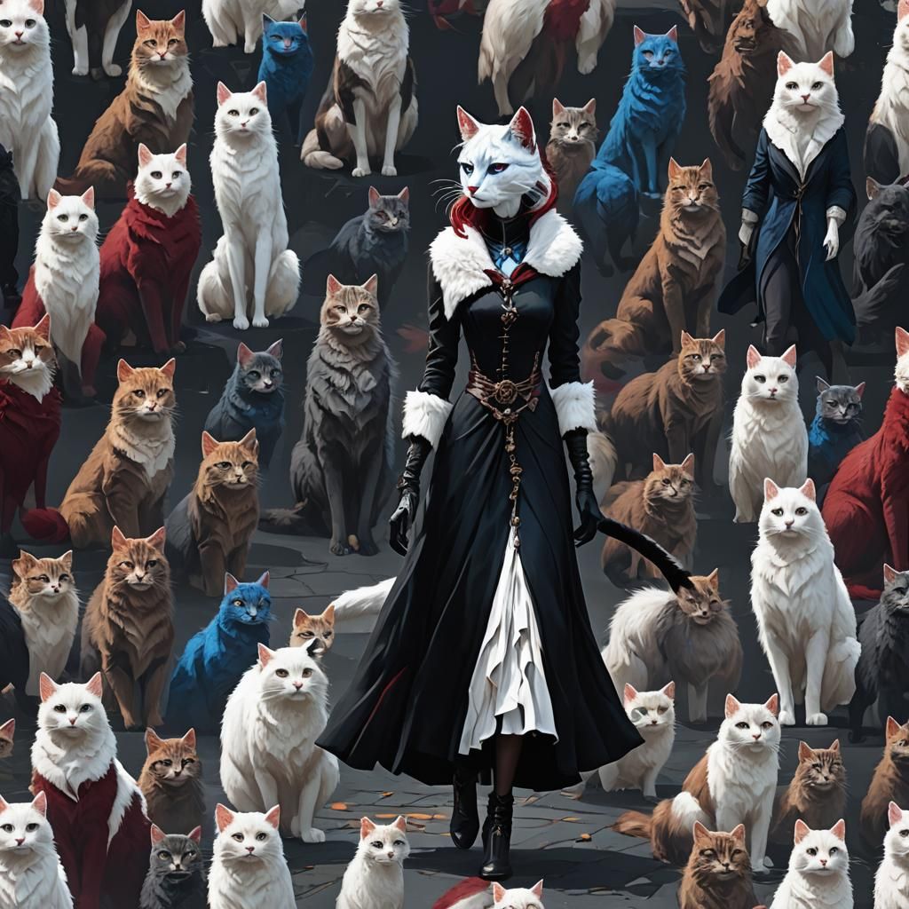 Catfolk Silhouette in Detailed Matte Painting