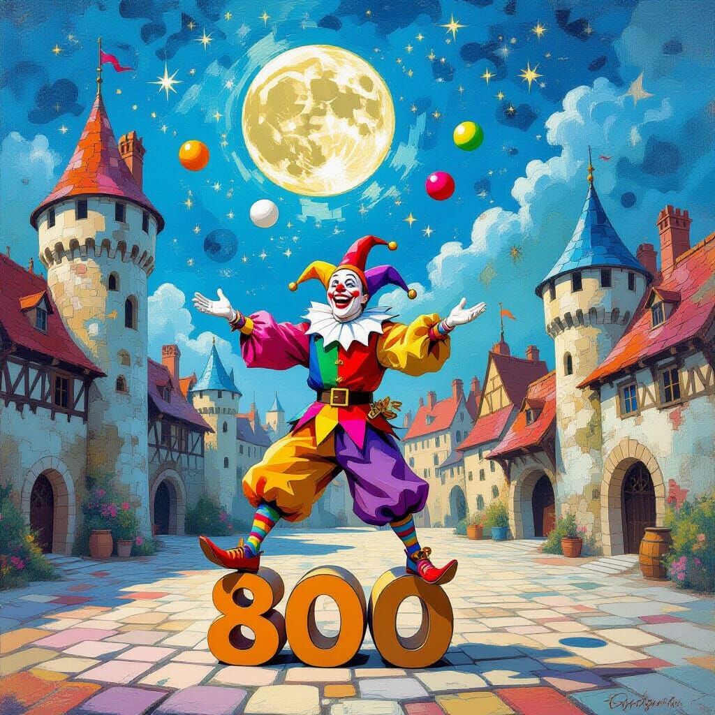 Jester Juggles on Number 800 in Castle Courtyard