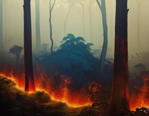 Jungle on Fire: Hyperreal Oil Painting