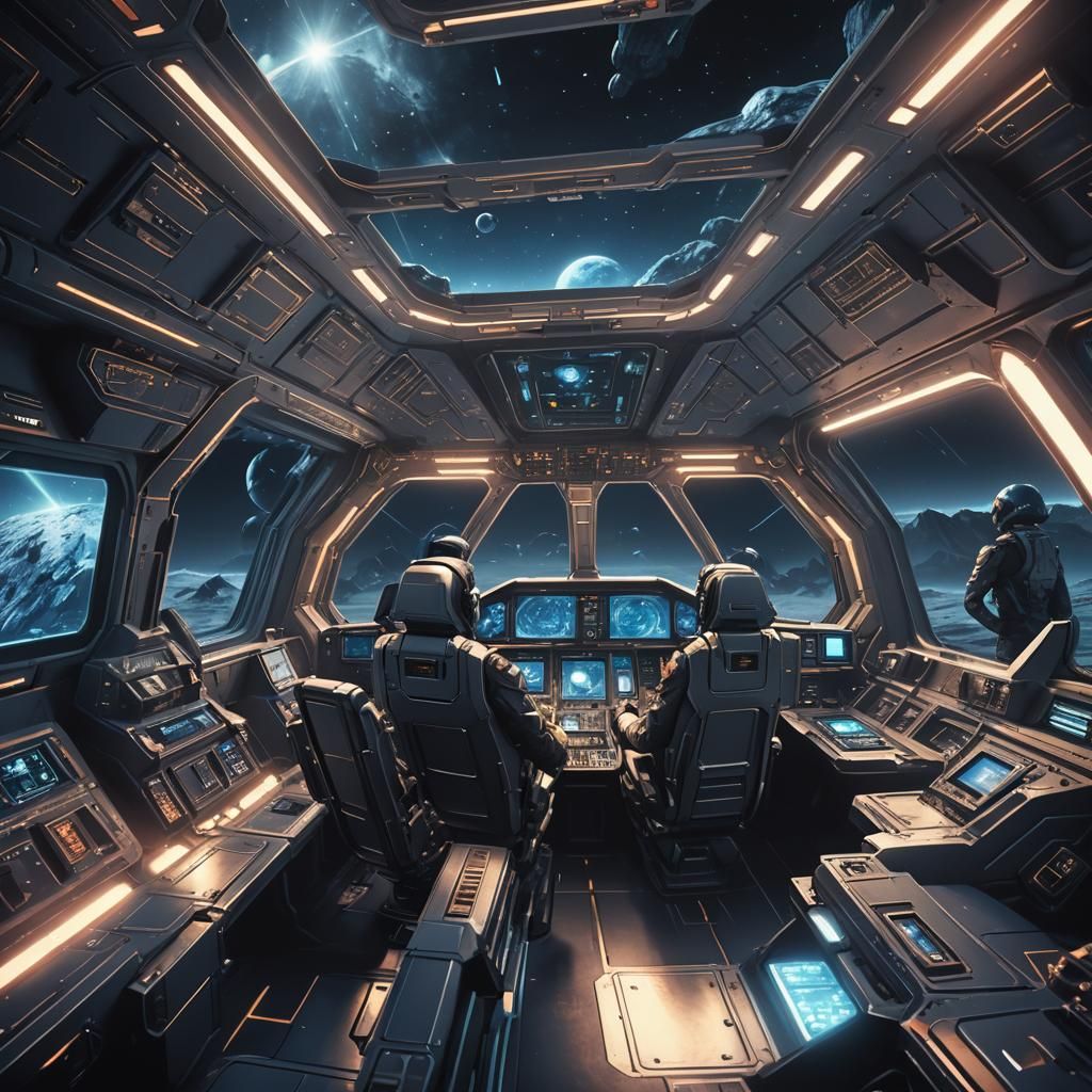 Spaceship Interior in Industrial Futurist Style