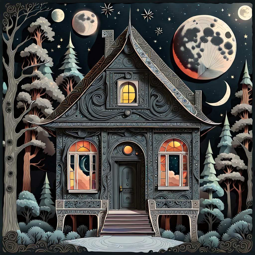 Postal Envelope House in Folk Art Style