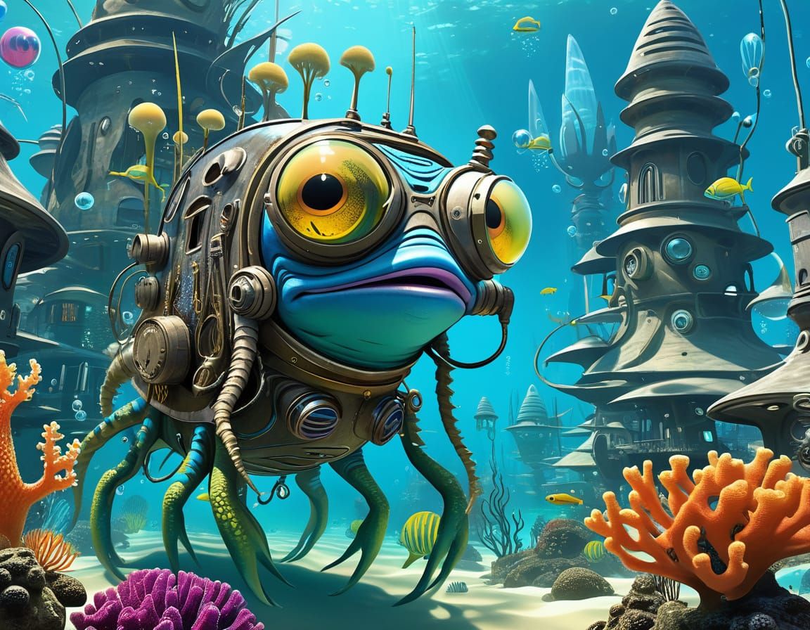 Underwater futuristic Murlocs City life