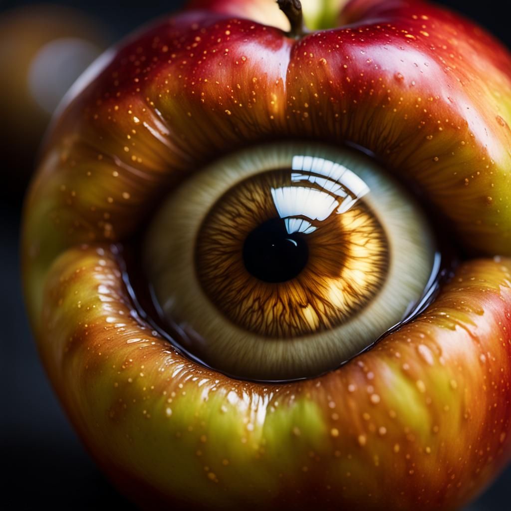 Eye Reflecting Baby in Apple Pupil: Cinematic Macro Shot