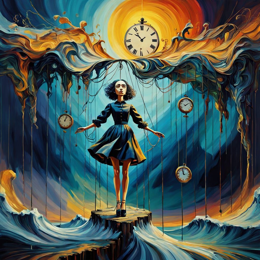 Surreal Marionette Girl in Unraveling Reality