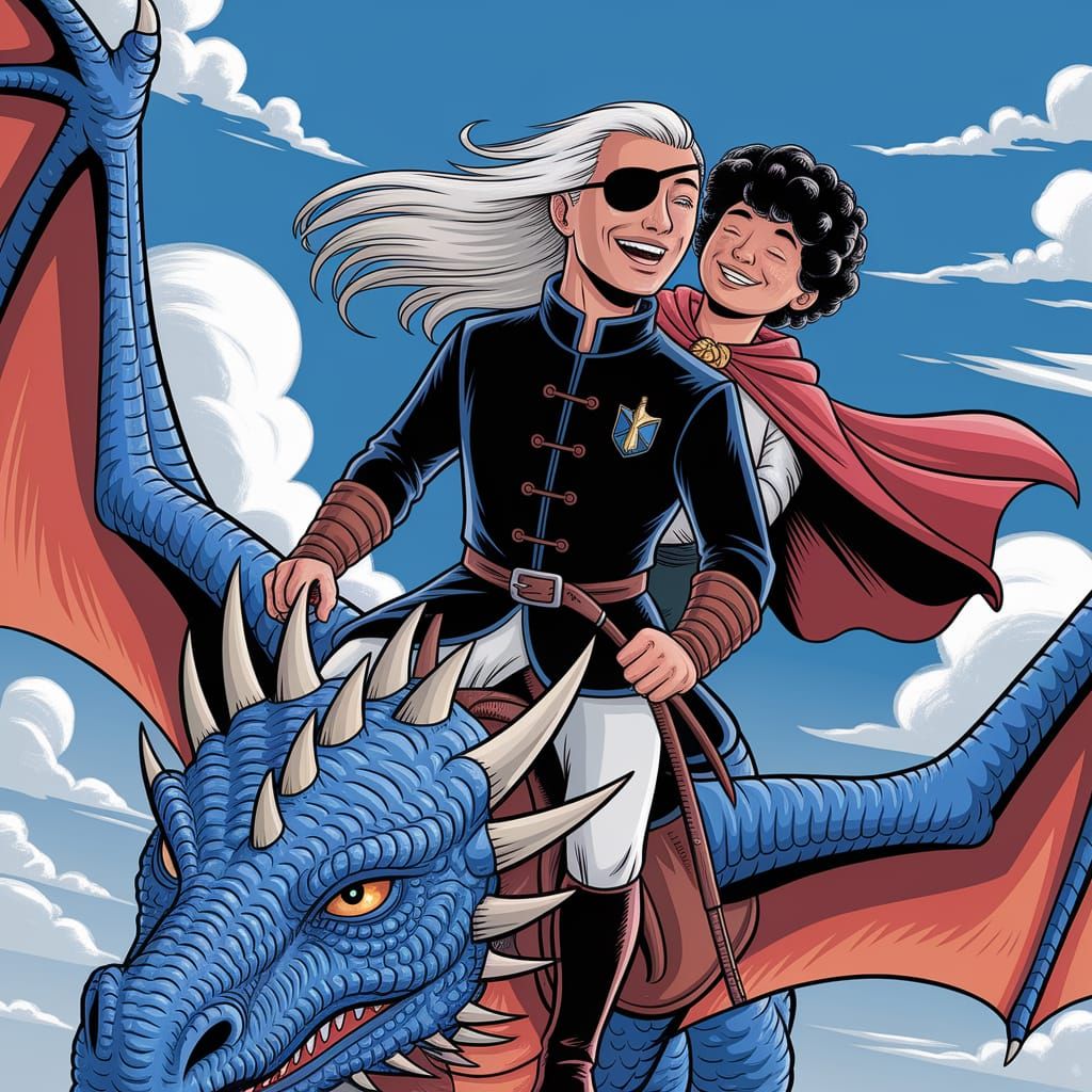 Dragon Rider's Embrace in the Sky