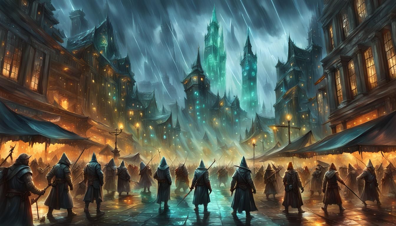 Epic Wizard Battle in Enchanted City