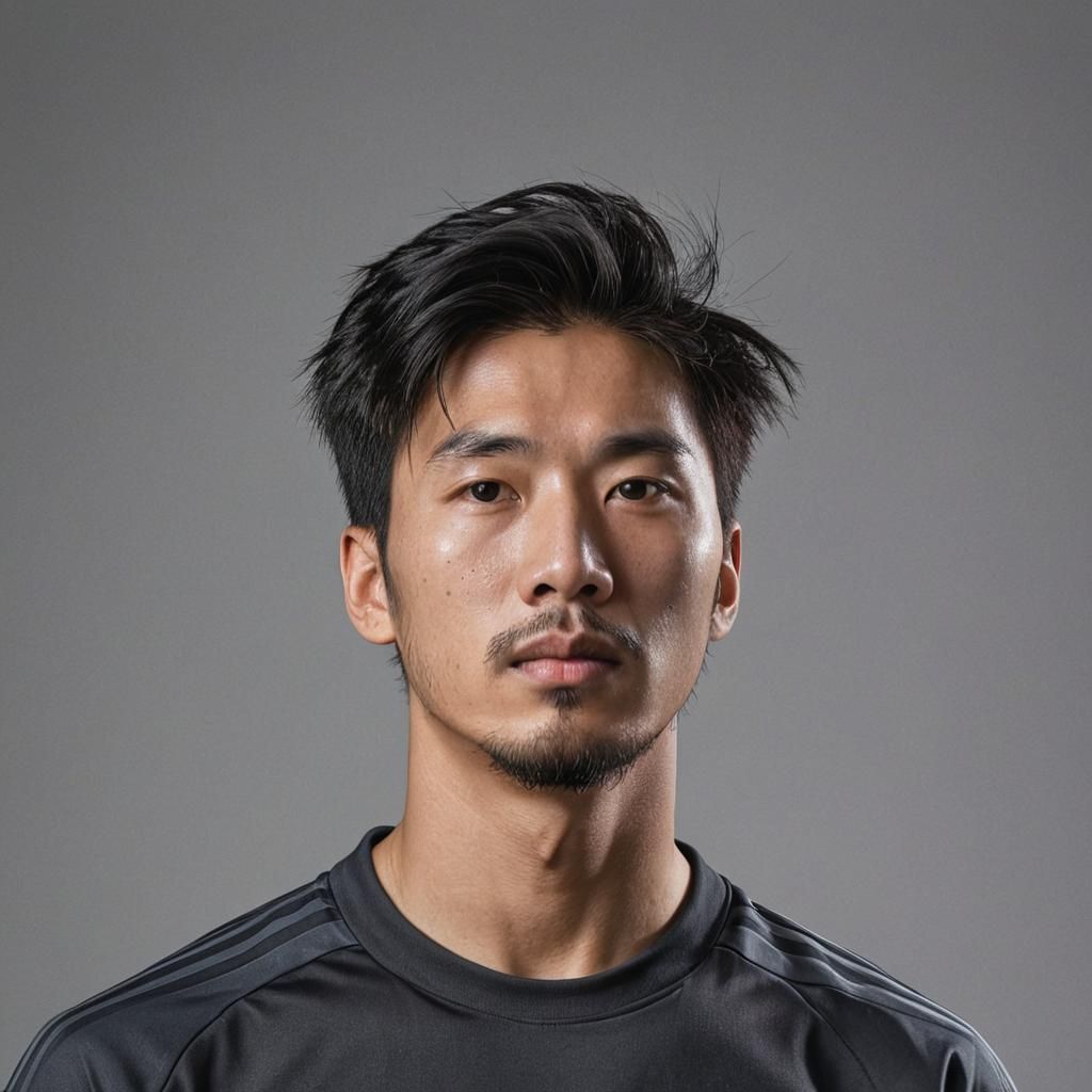 Detailed Portrait of South Korean Soccer Player