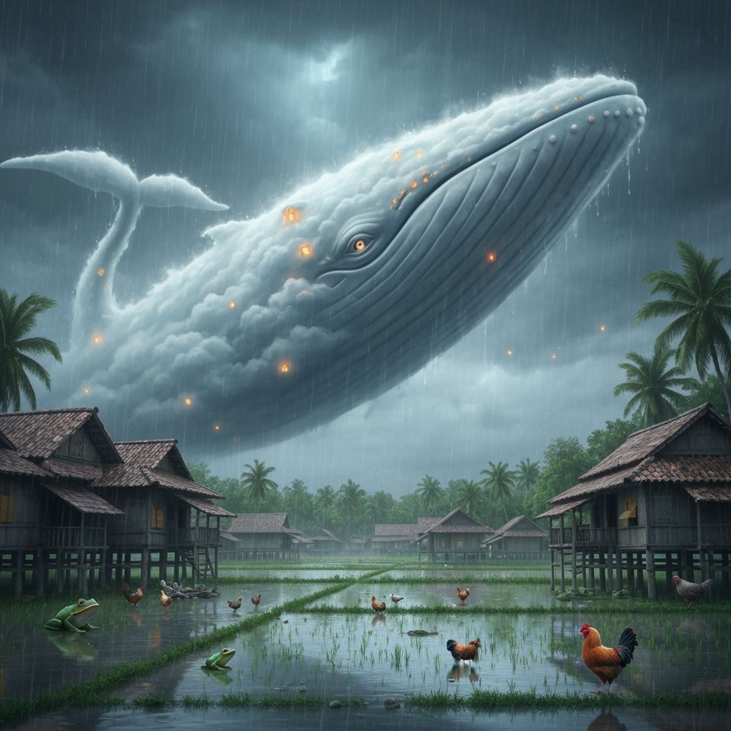 Monsoon Cloud Whale Over Tropical Village
