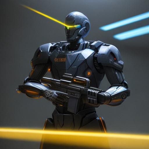 Humanoid Robot Concept Art in Industrial Futurism Style