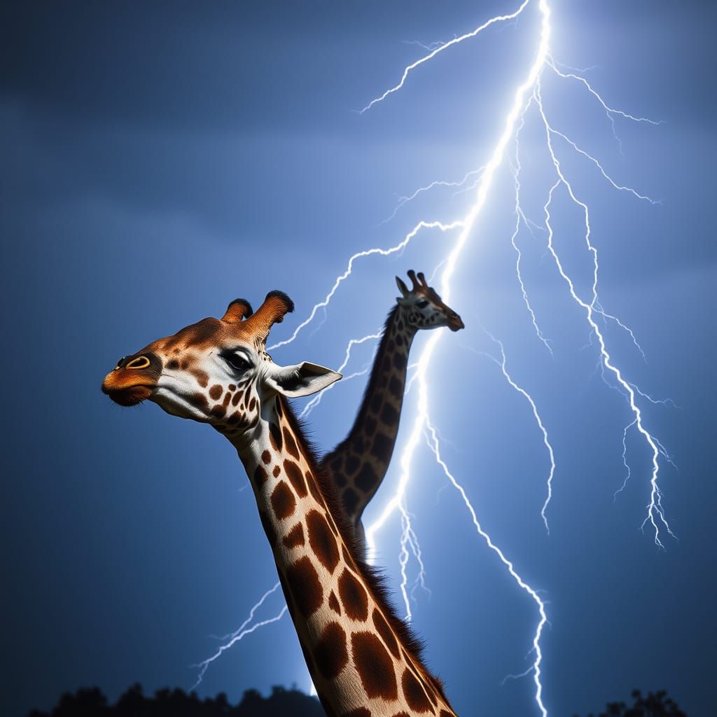 Humorous Giraffe Lightning Strike: Men in Black Scene