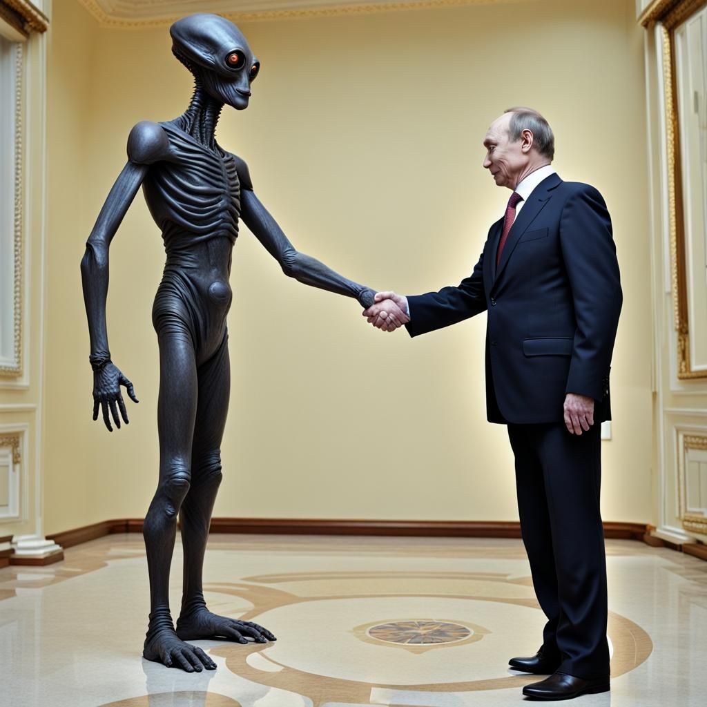 Putin Shakes Hands with Alien in Photo Shoot