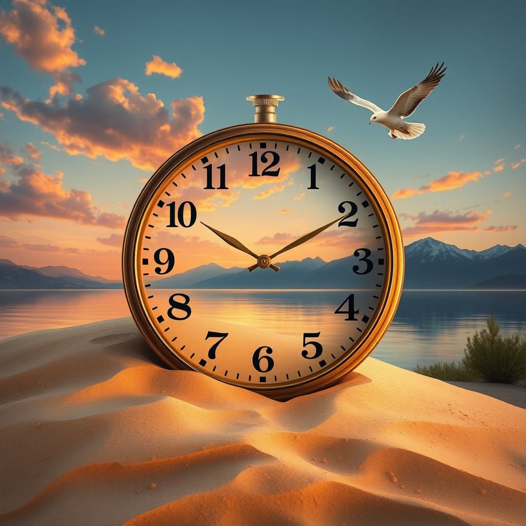 Golden Hourglass at Sunset: Romantic Landscape