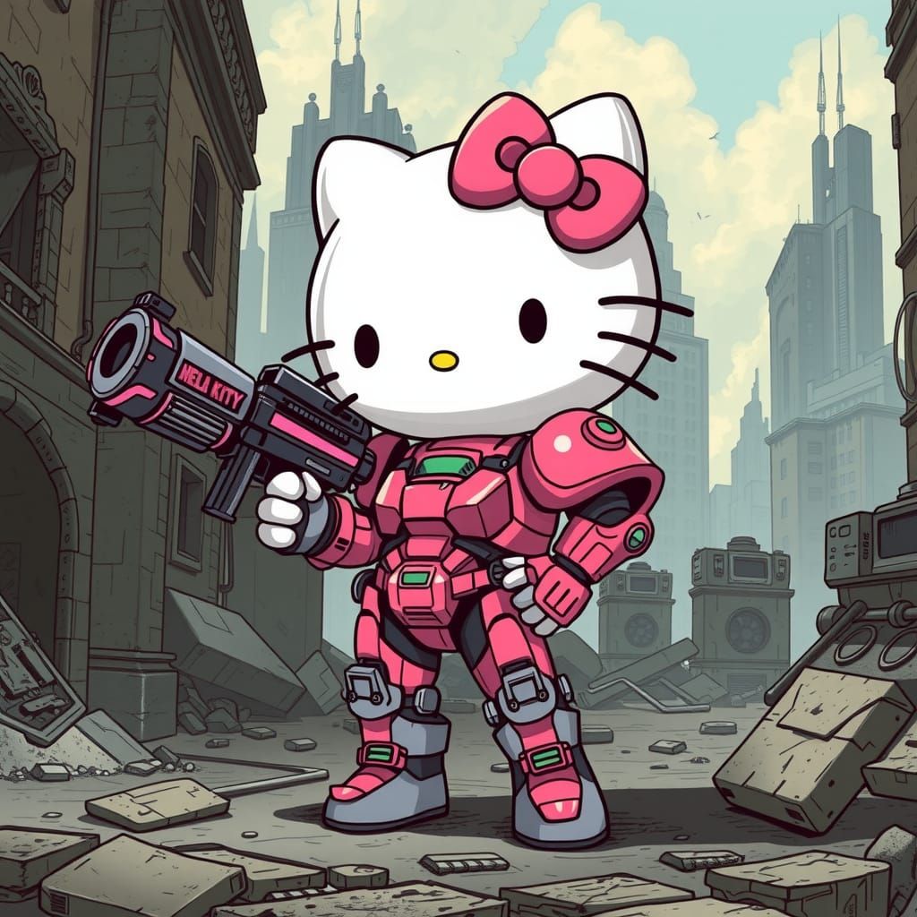 Hello Kitty in Warhammer 40K Power Armor
