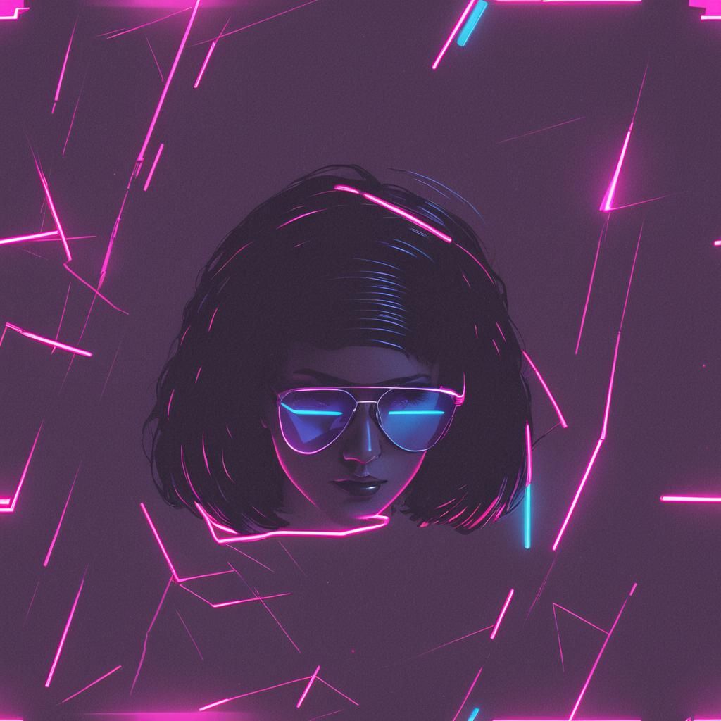 Synthwave Vinyl Record in Neon Retro Style
