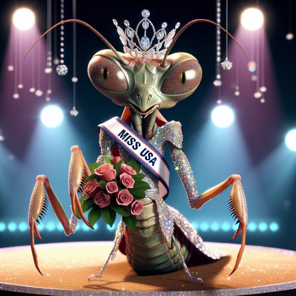 Elegant Mantis: Miss USA Beauty Pageant Fusion