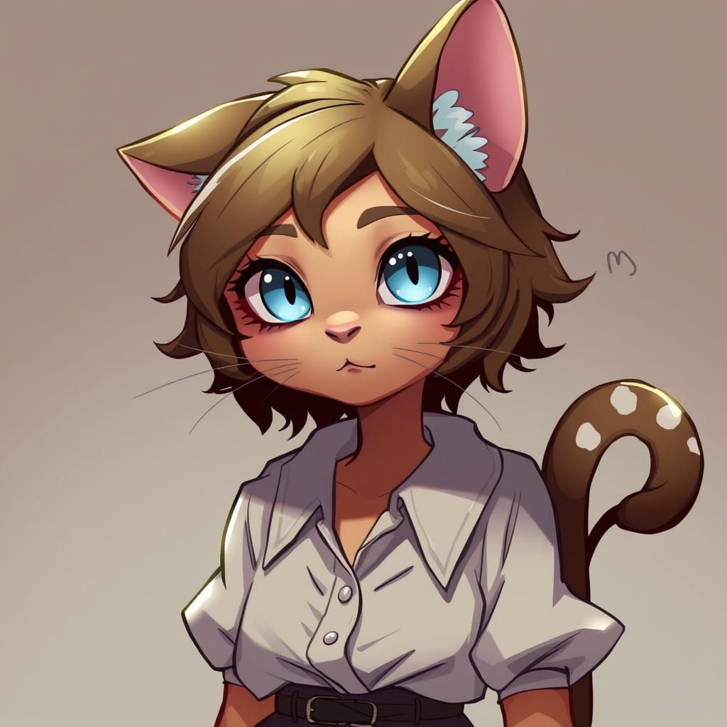 Cyberpunk Catgirl in Neon-Lit Urban Jungle