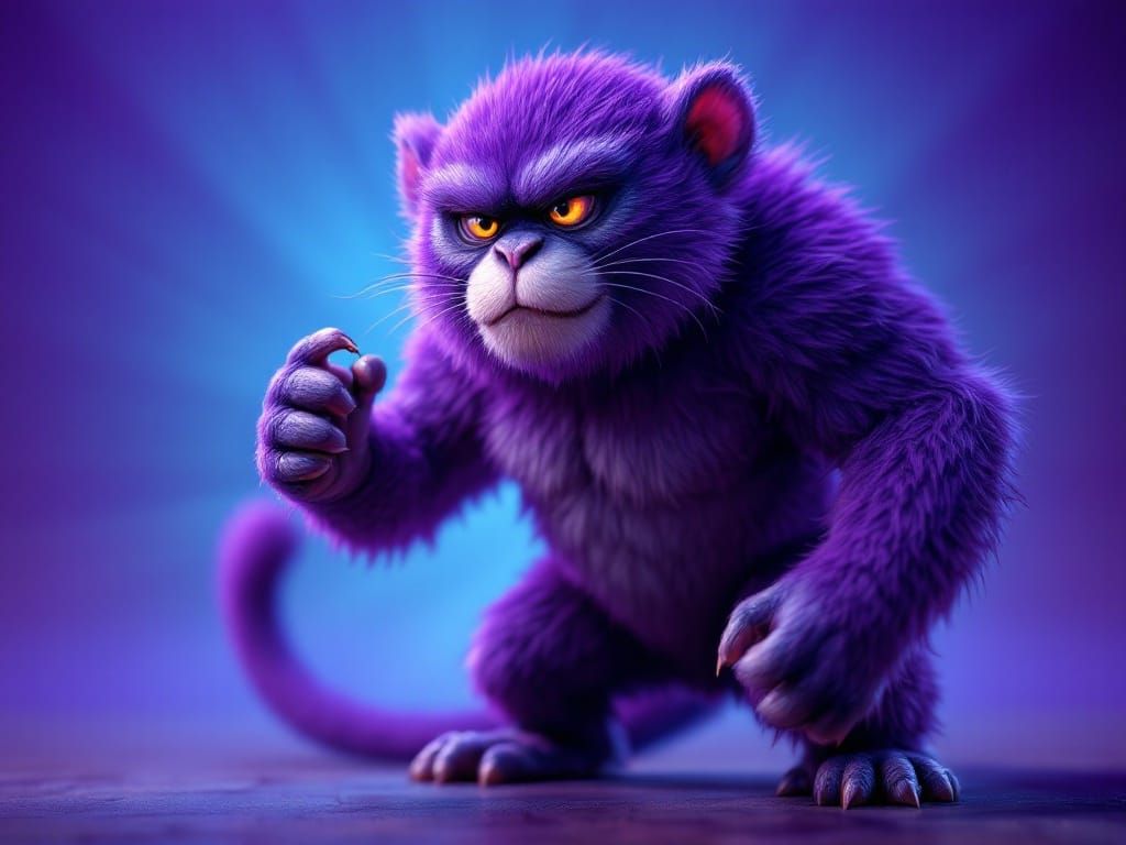 Cinematic Panther-Macaque Hybrid in Dynamic Stance