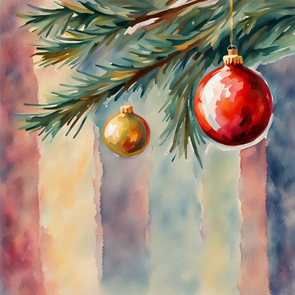 Retro Christmas Ornament in Gouache Style