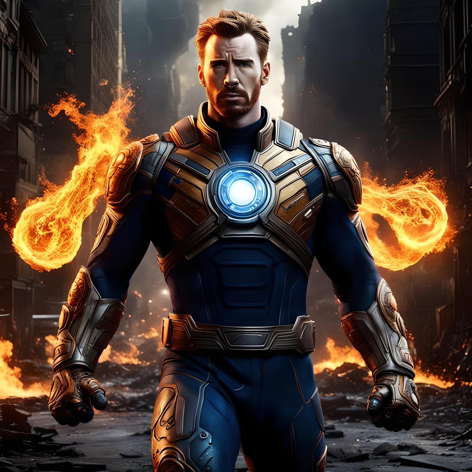 Actor Chris Evans in the Fantastic Four movie as Torch
