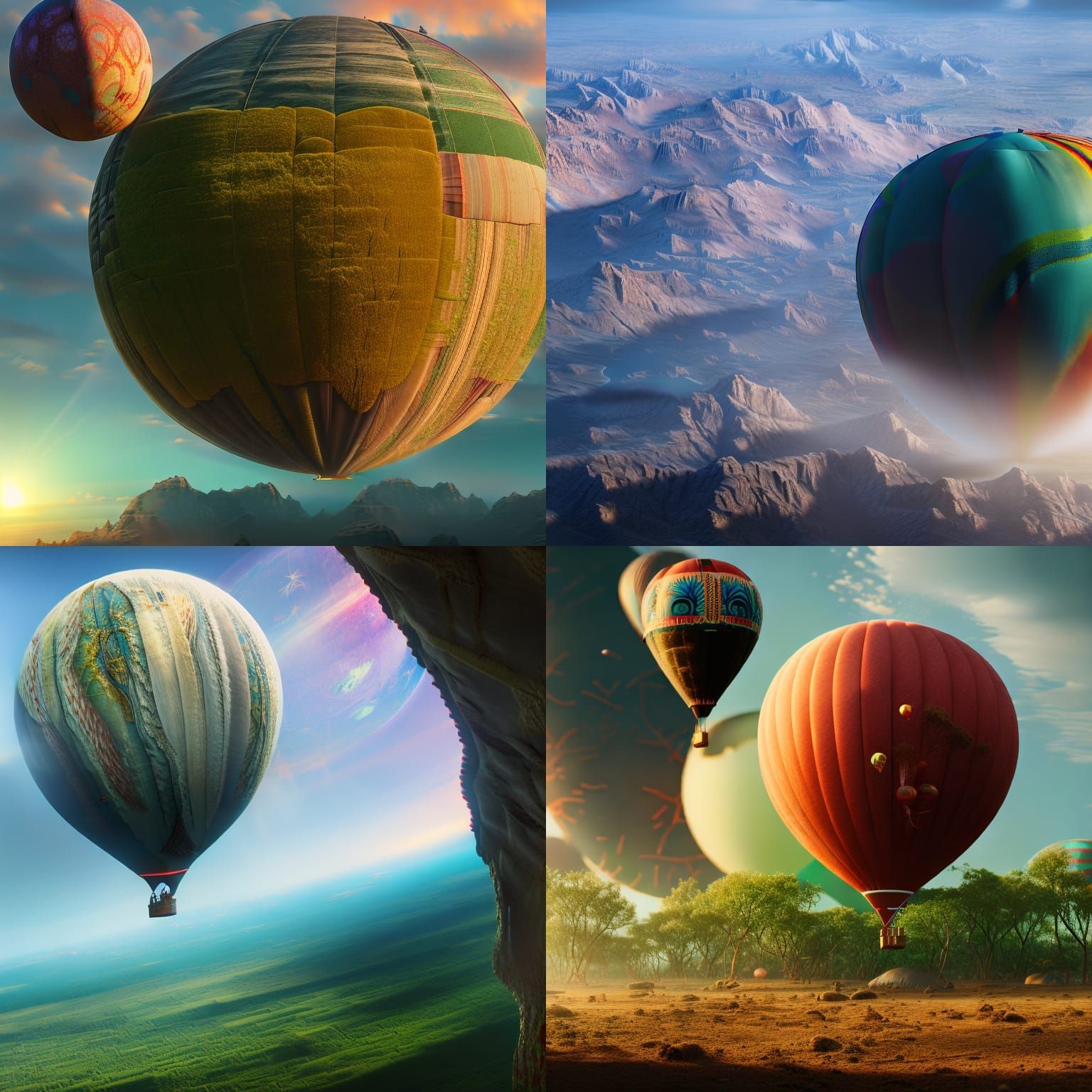 Earth in Hot Air Balloon: Epic Digital Art