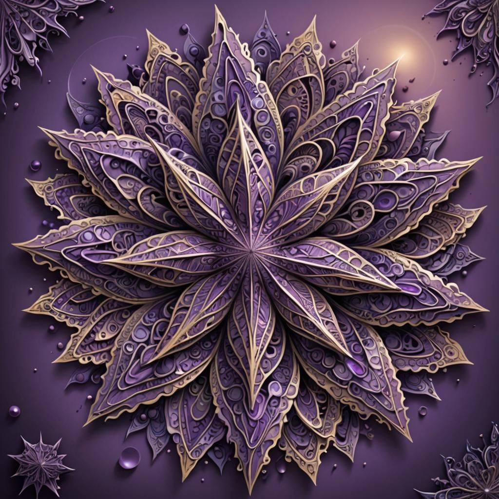 Intricate Purple Star in Abstract Fractal Design