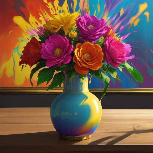 Surreal Floral Masterpiece: Close-Up Oil Painting with Vibra...