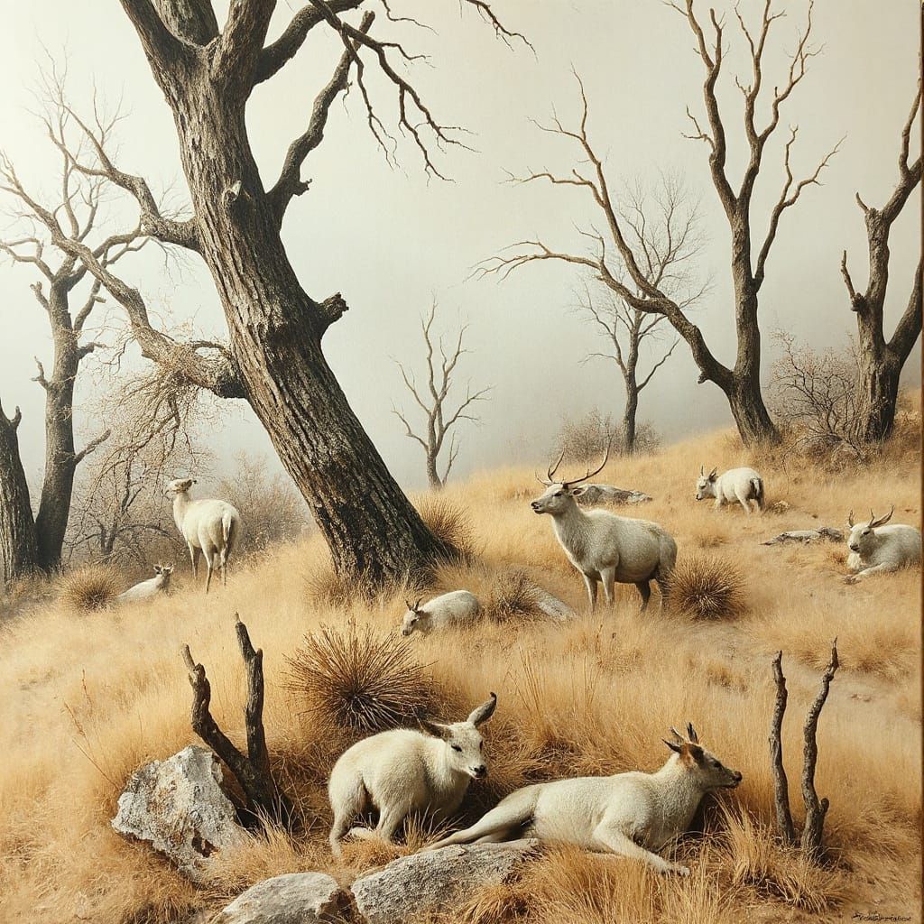 Abstract Surreal Ivory Wilderness Landscape