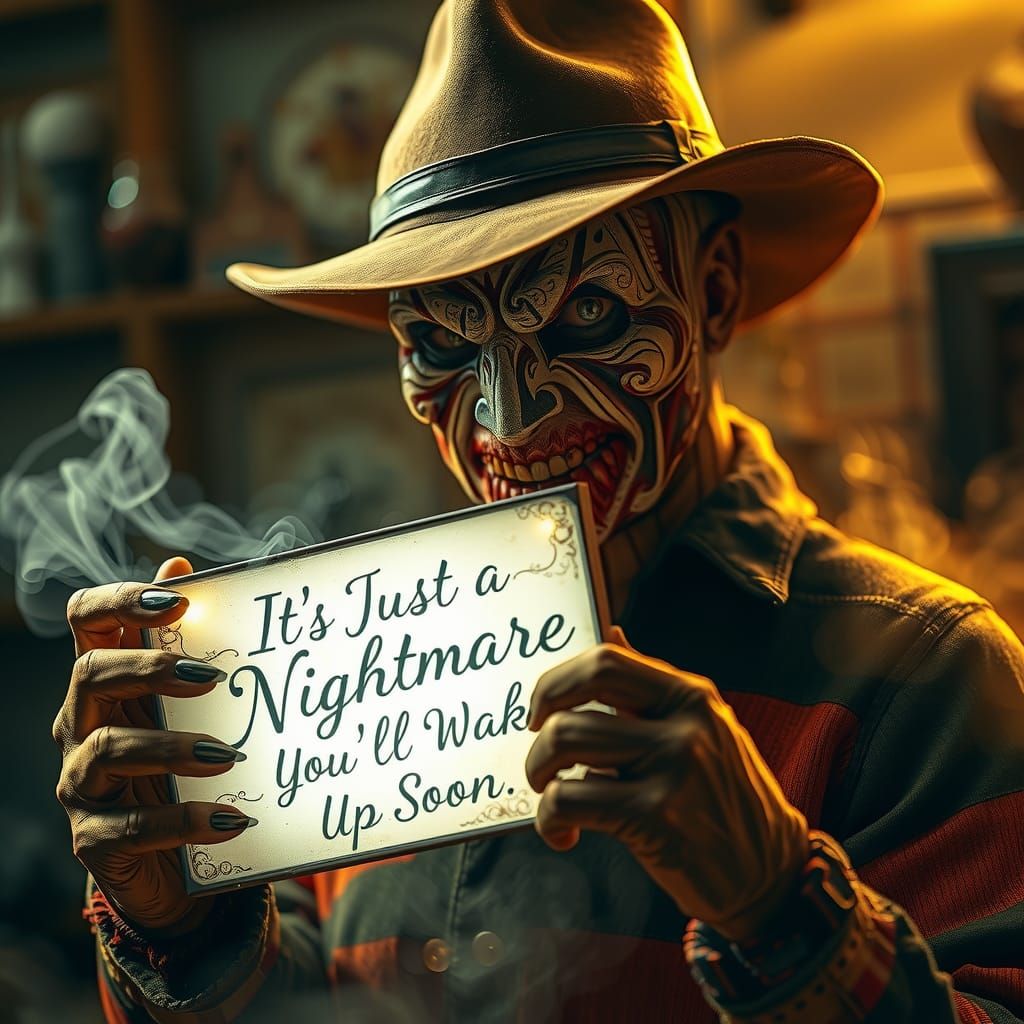 Eerie Freddy Krueger in Dreamlike Ethereal Realm