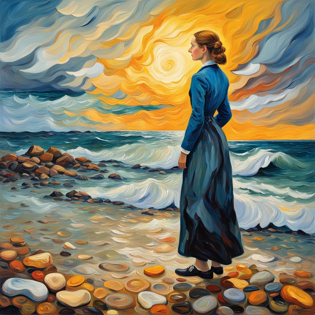 Elegant Lady's Emotional Turmoil: An Expressive Oil Painting