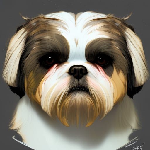 Hyperdetailed Shih Tzu Portrait in Art Nouveau Style