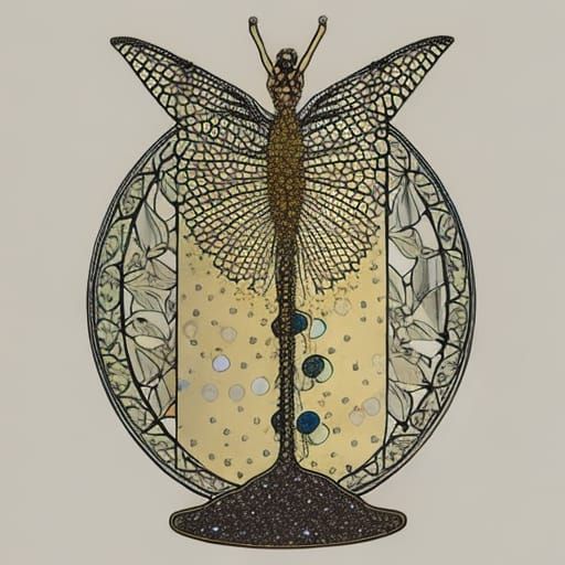 Seahorse with Dragonfly Wings in Glass Tube, Papercraft Styl...