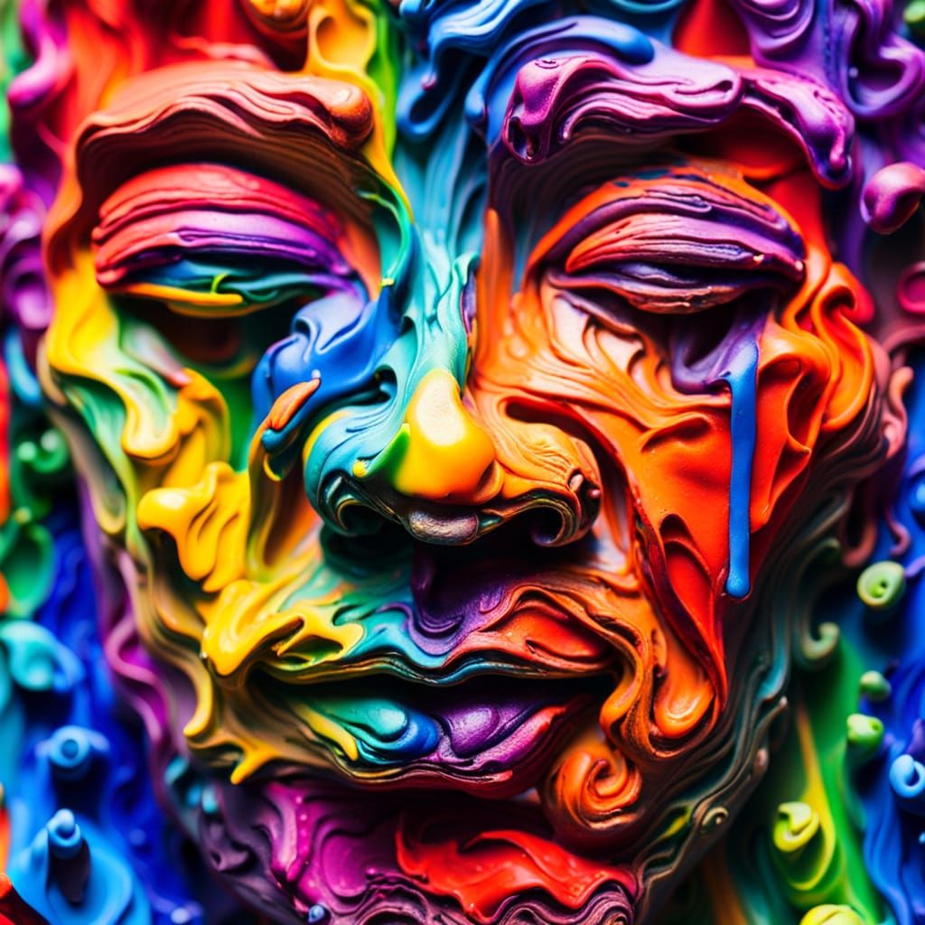 Melting Wax Crayon Face: Macro Abstract Art