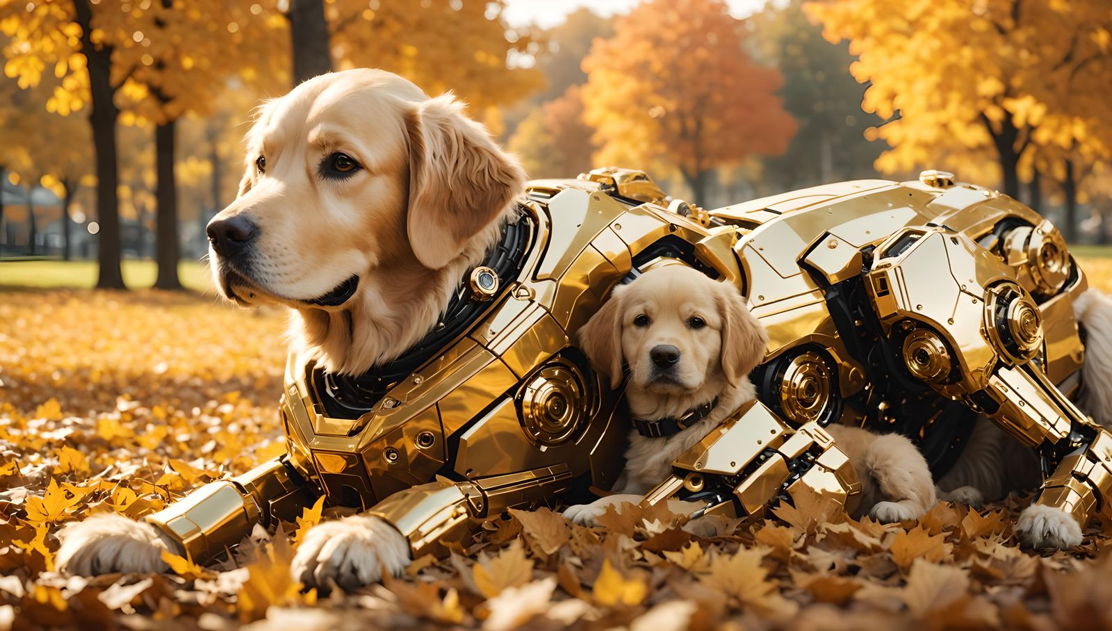 “Cyborg Pets Golden Retrievers - Mother and Pup”