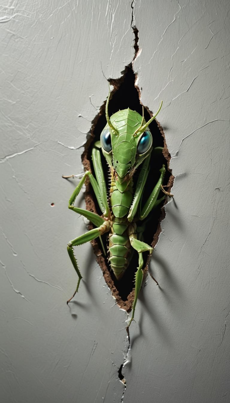 Eerie Green Vampire Mantis in Dark Fantasy Style