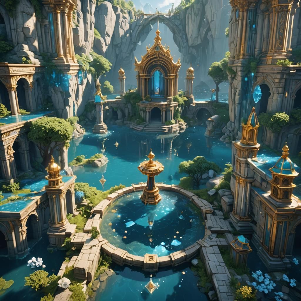Crystal River in Celestial City: 3D Render