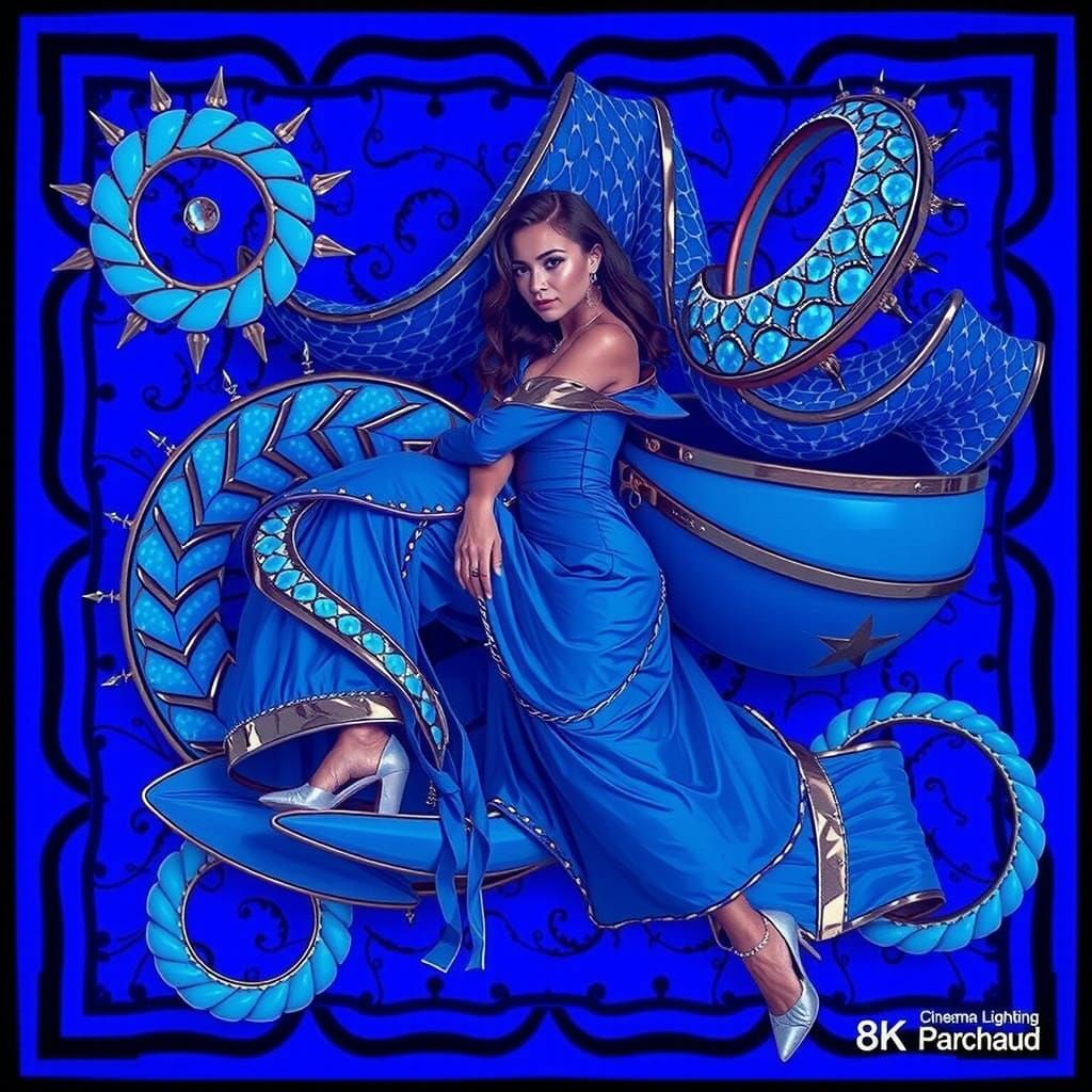 Elegant Woman in Lavish Surrealist Environment