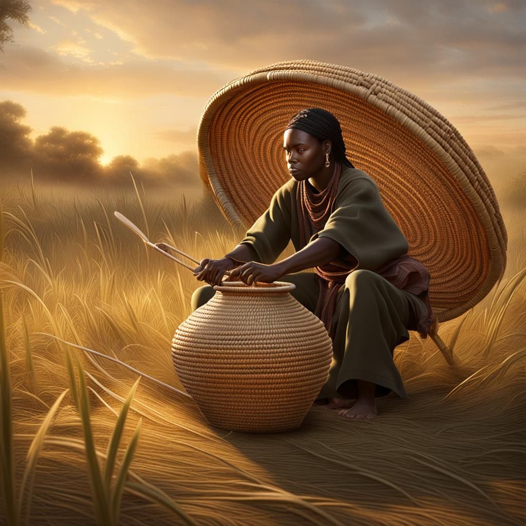 Sweetgrass Basket Weaver in Detailed Matte Painting