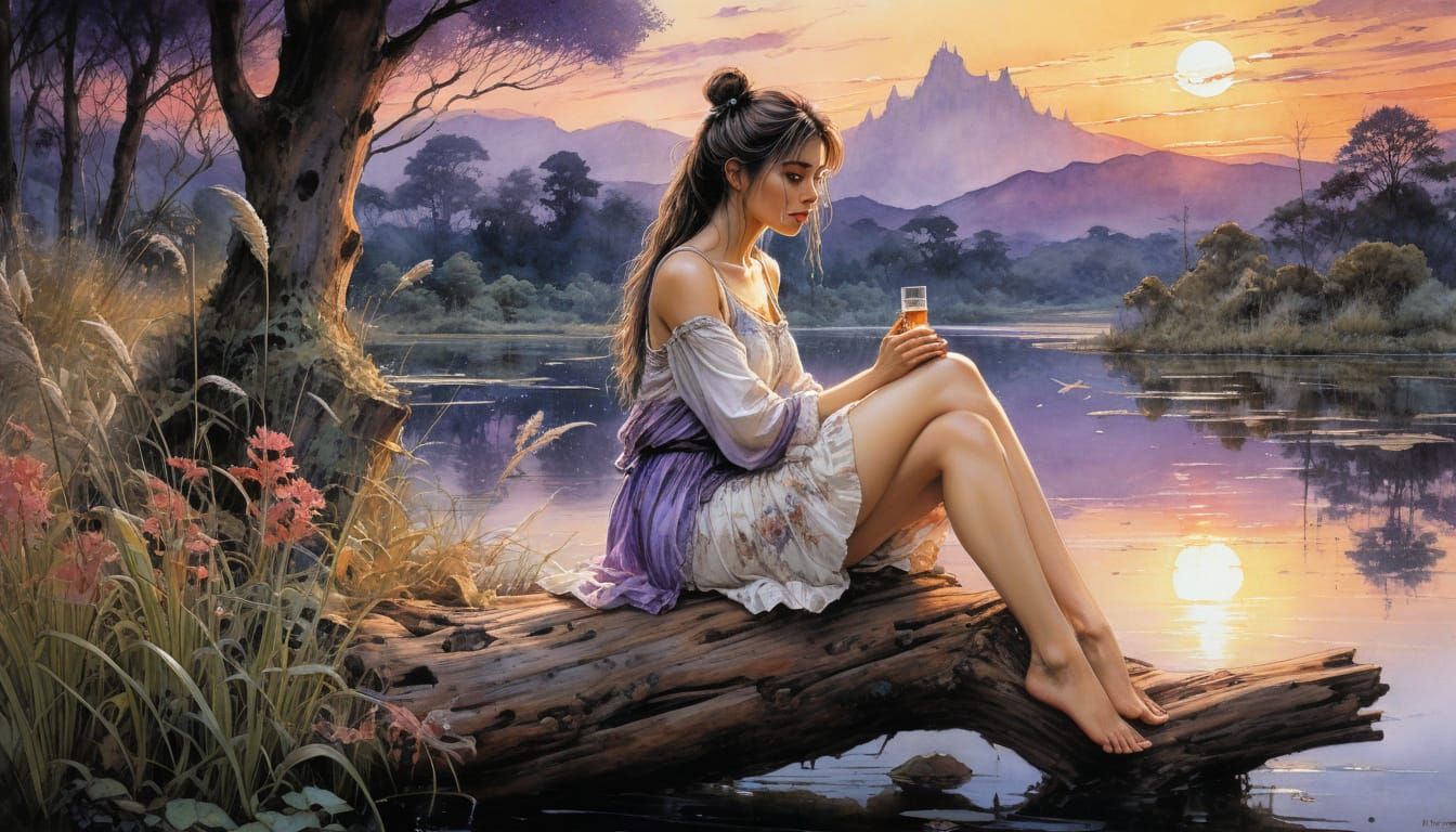 Totoro's Tranquil Sunset Moment