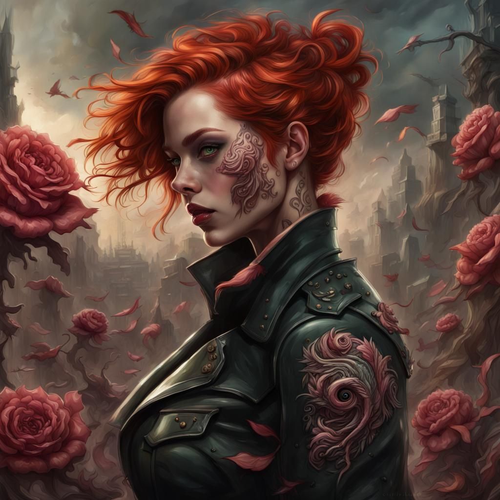 Redhead Gargoyle Transformation: Detailed Fantasy Art