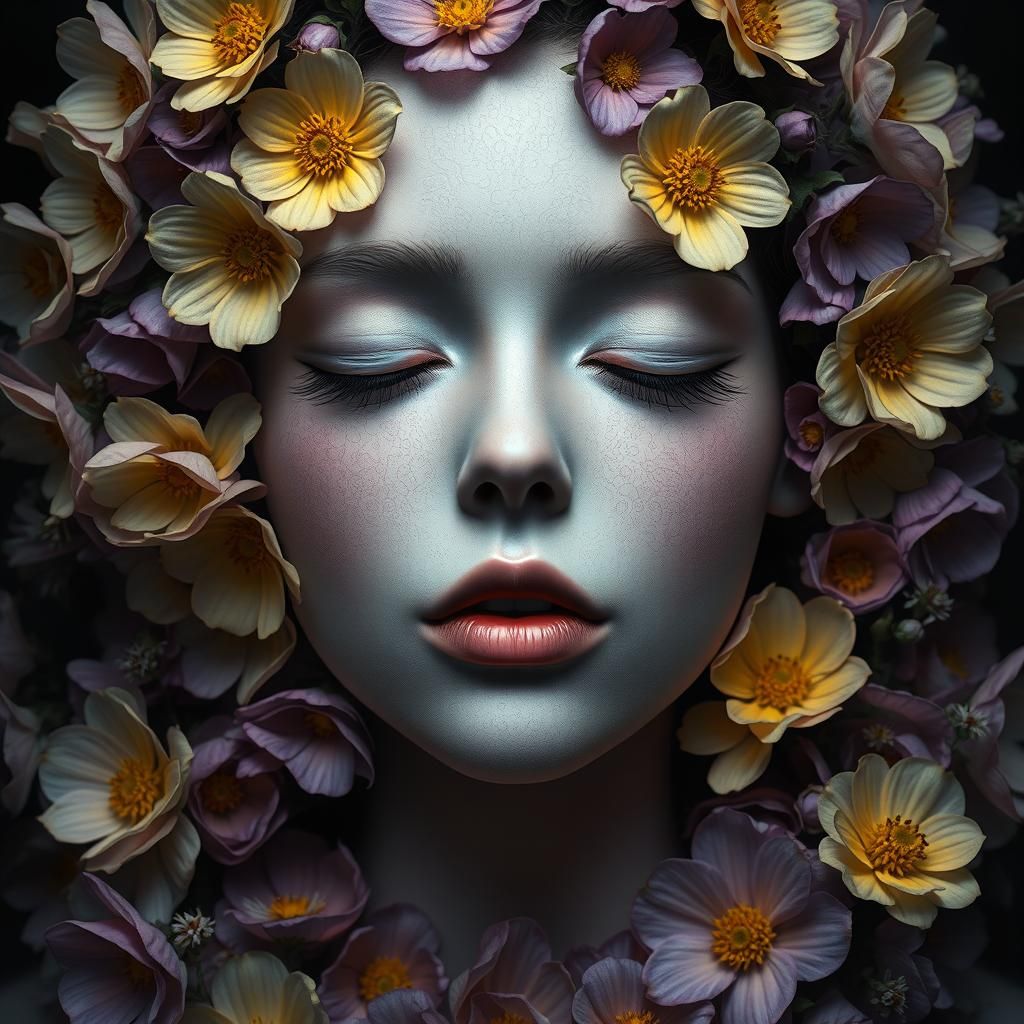 Floral Face: A Dark Fantasy Portrait