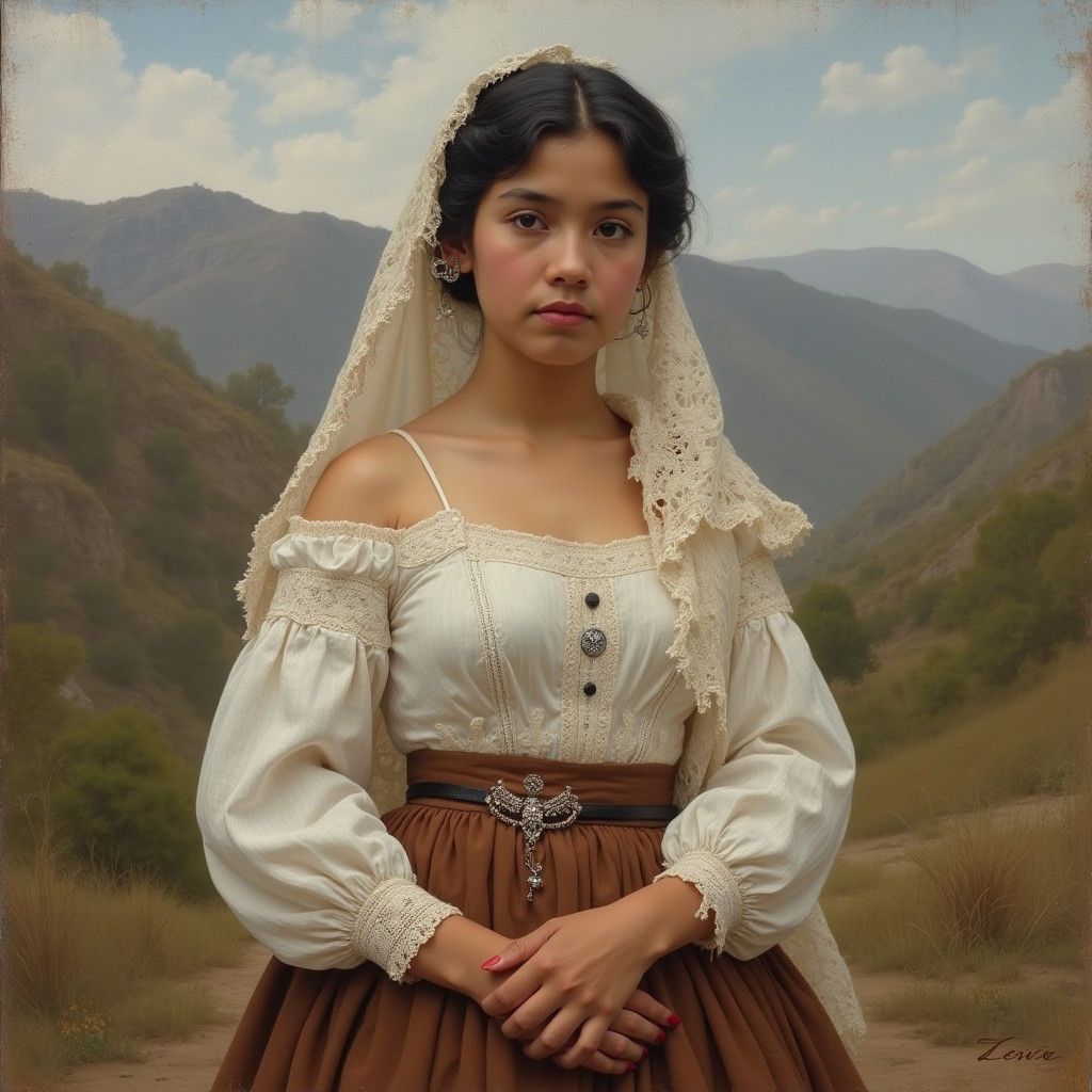 Chilean Woman Portrait in 19th Century Style
