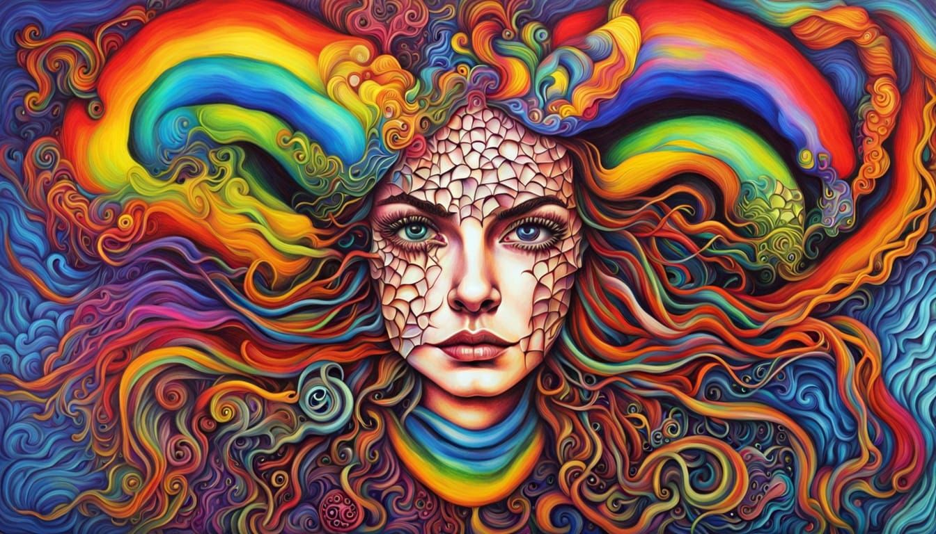 Surreal Face with Zentangle in Salvador Dali Style