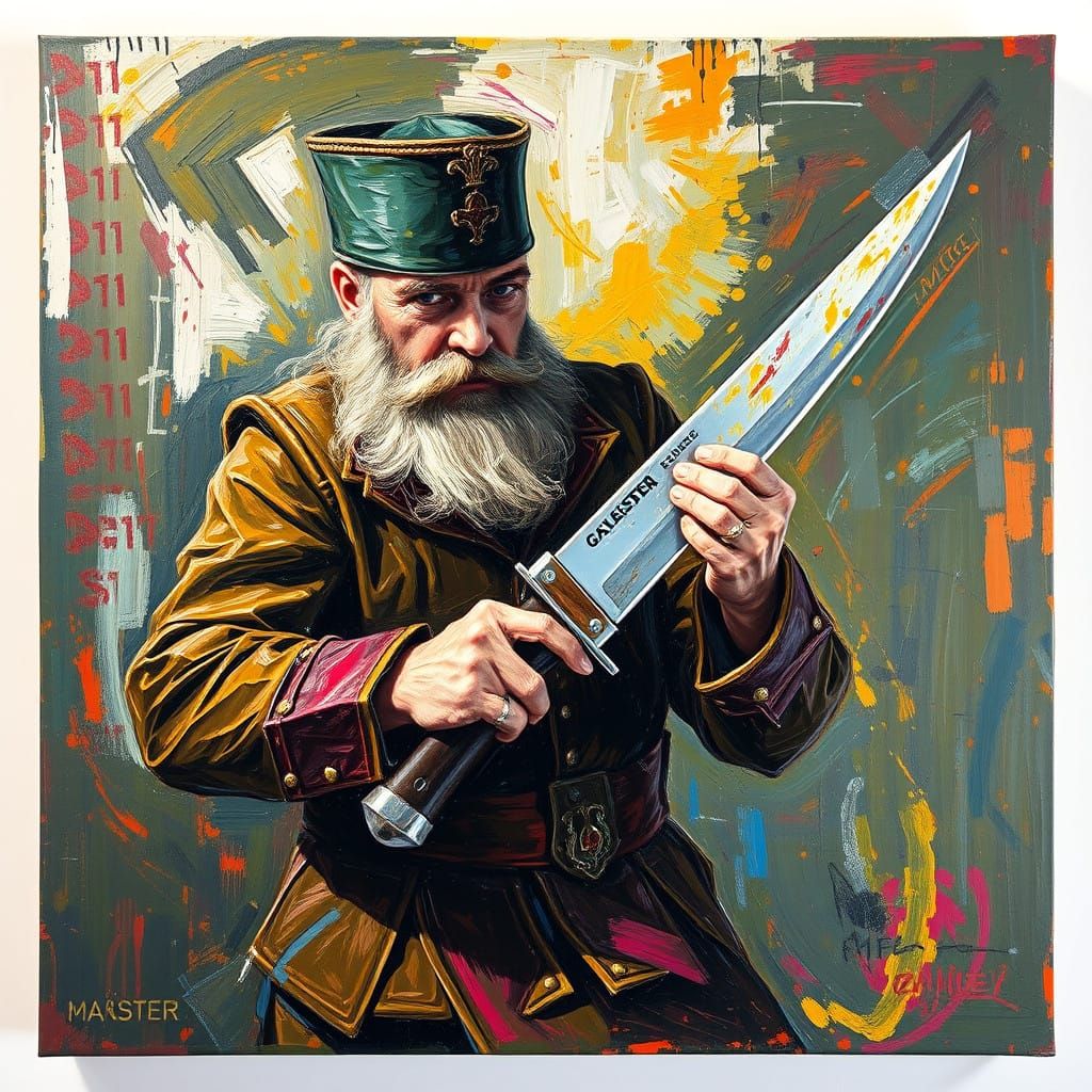 Neo-Impressionist Portrayal of a Master Knife Fighter